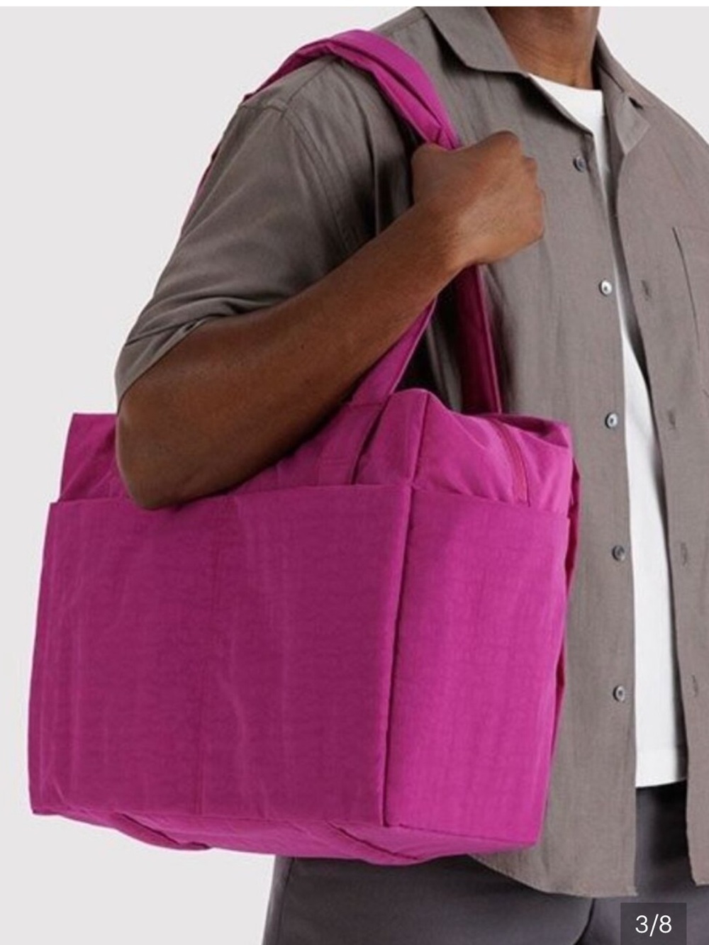 BAGGU Small Cloud Carry On in Deep Fuchsia - Picture 4 of 11